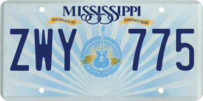 MS license plate ZWY775