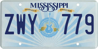 MS license plate ZWY779
