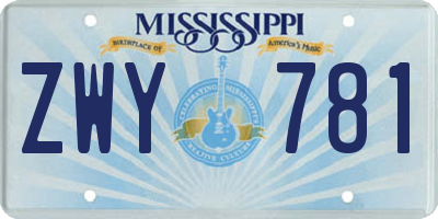 MS license plate ZWY781