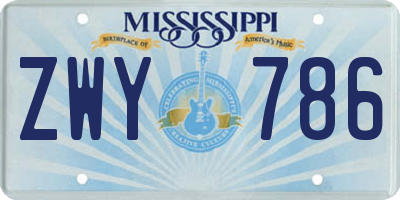 MS license plate ZWY786