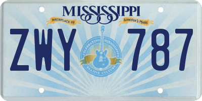 MS license plate ZWY787