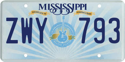 MS license plate ZWY793