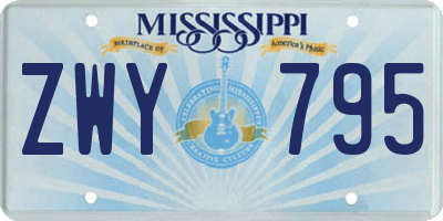 MS license plate ZWY795
