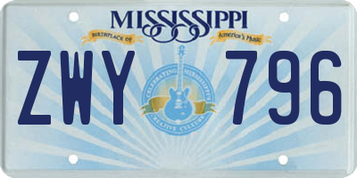 MS license plate ZWY796