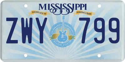 MS license plate ZWY799