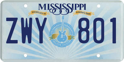 MS license plate ZWY801