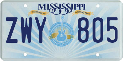 MS license plate ZWY805
