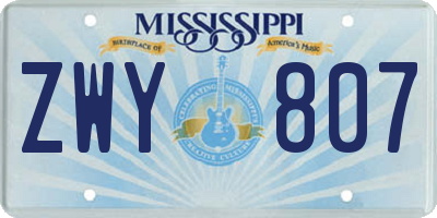 MS license plate ZWY807