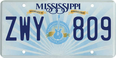 MS license plate ZWY809