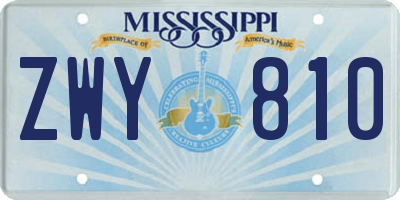 MS license plate ZWY810