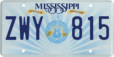 MS license plate ZWY815