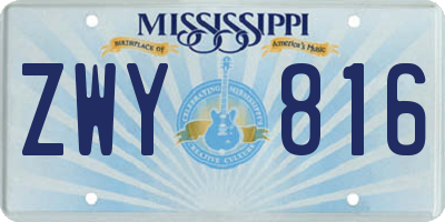 MS license plate ZWY816