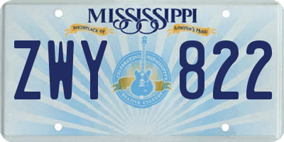 MS license plate ZWY822