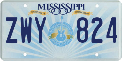 MS license plate ZWY824