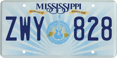 MS license plate ZWY828