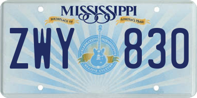 MS license plate ZWY830