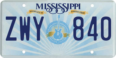 MS license plate ZWY840