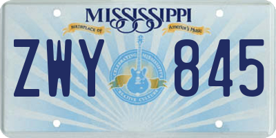 MS license plate ZWY845