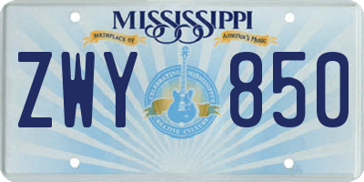 MS license plate ZWY850
