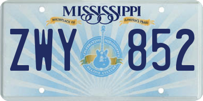 MS license plate ZWY852
