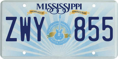 MS license plate ZWY855