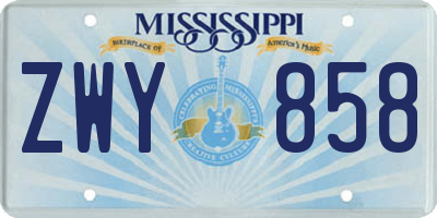 MS license plate ZWY858