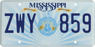MS license plate ZWY859