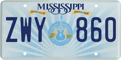 MS license plate ZWY860