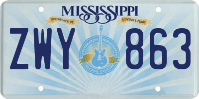 MS license plate ZWY863