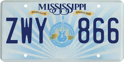 MS license plate ZWY866
