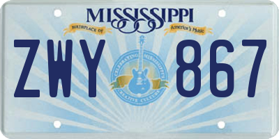 MS license plate ZWY867