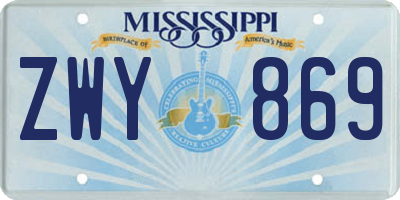 MS license plate ZWY869