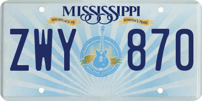 MS license plate ZWY870