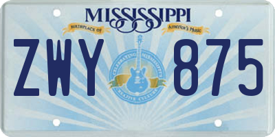 MS license plate ZWY875