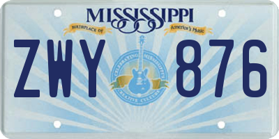 MS license plate ZWY876
