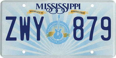 MS license plate ZWY879