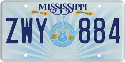 MS license plate ZWY884