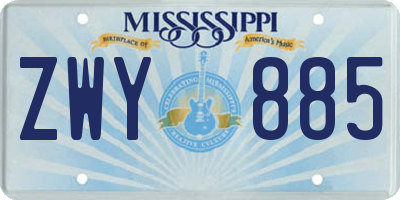 MS license plate ZWY885