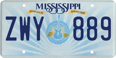 MS license plate ZWY889