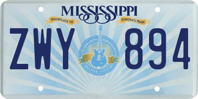 MS license plate ZWY894