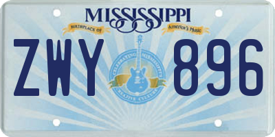 MS license plate ZWY896