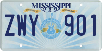 MS license plate ZWY901