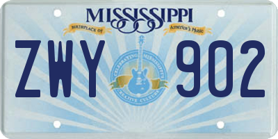 MS license plate ZWY902