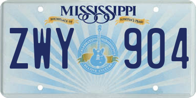 MS license plate ZWY904