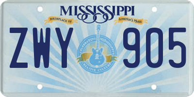 MS license plate ZWY905