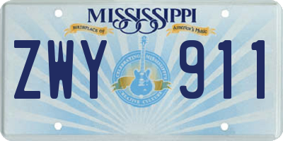 MS license plate ZWY911