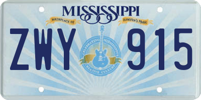MS license plate ZWY915
