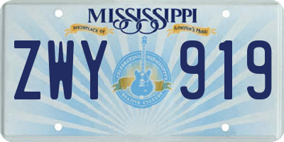 MS license plate ZWY919