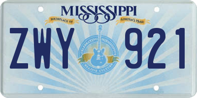 MS license plate ZWY921