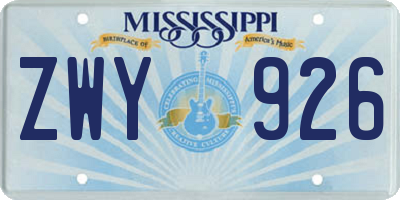 MS license plate ZWY926